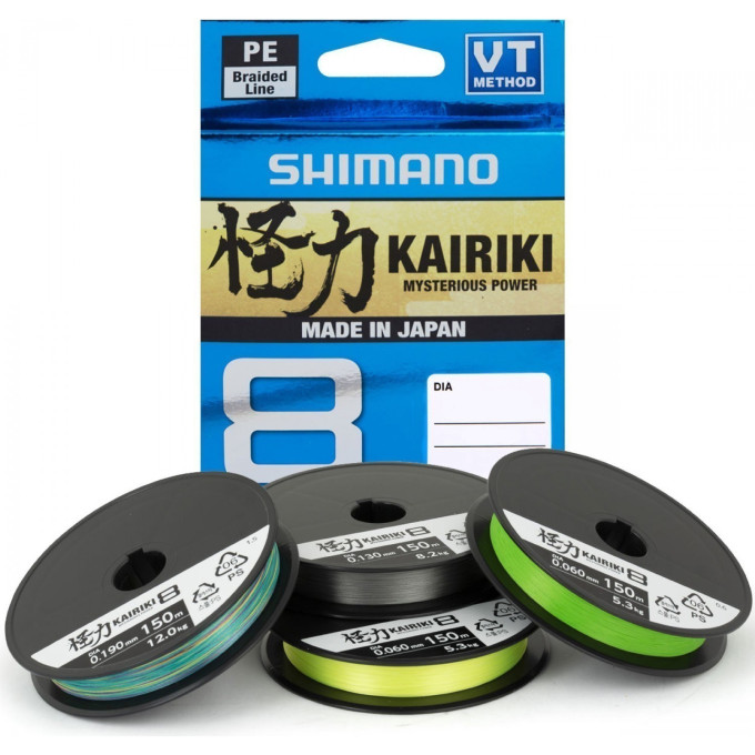 Леска плетёная SHIMANO KAIRIKI 8 PE 150м зеленая 0,230 мм 22,5 кг 59WPLA58R07